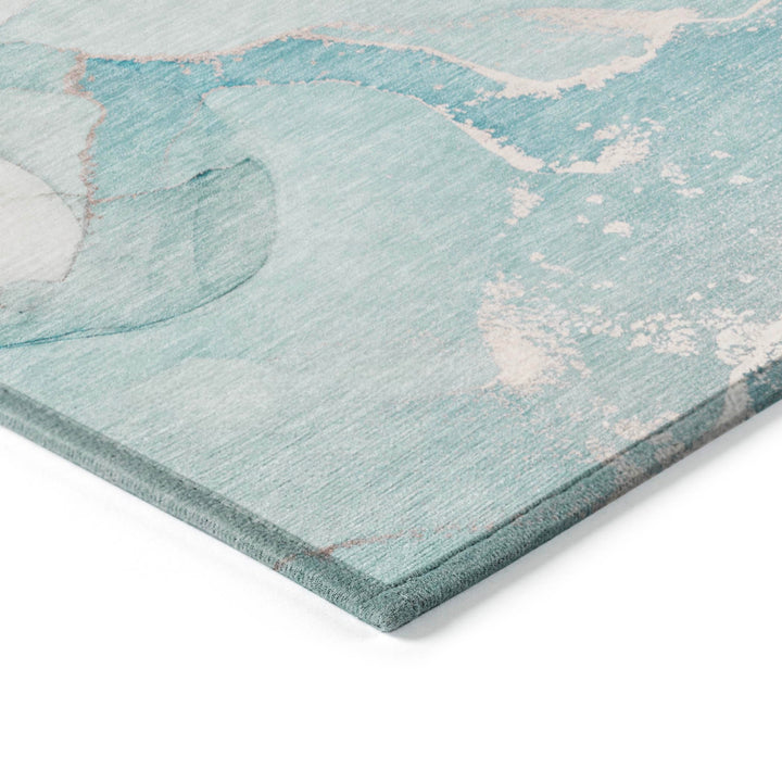 Machine Washable Indoor/ Outdoor Abstract Marble Chantille Rug