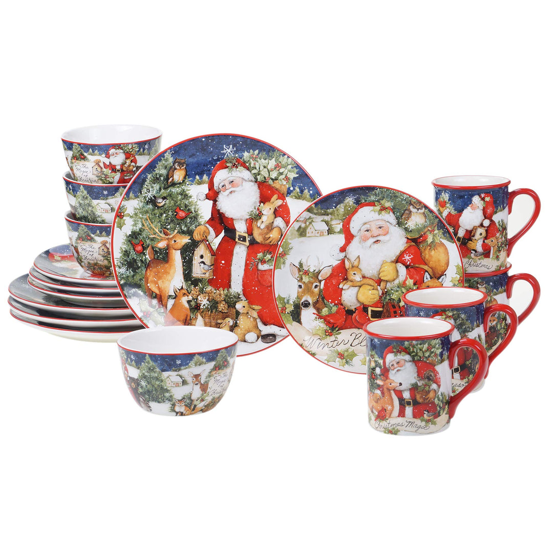 Certified International Magic of Christmas Santa 16pc Dinnerware Set Service for