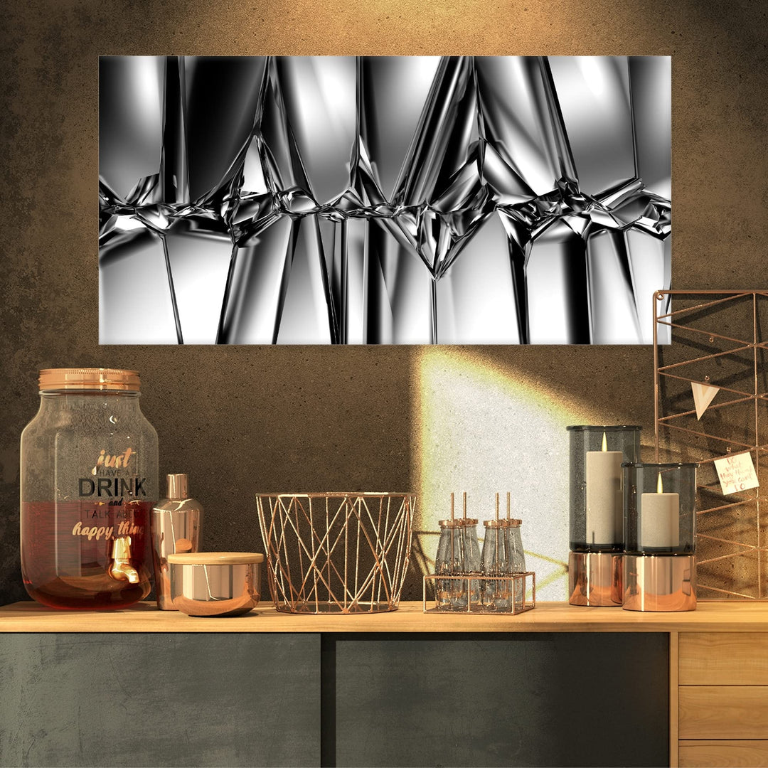 DESIGN ART Designart 'Black White Crystal Background' Abstract Artwork Print 32 in. wide x 16 in. high