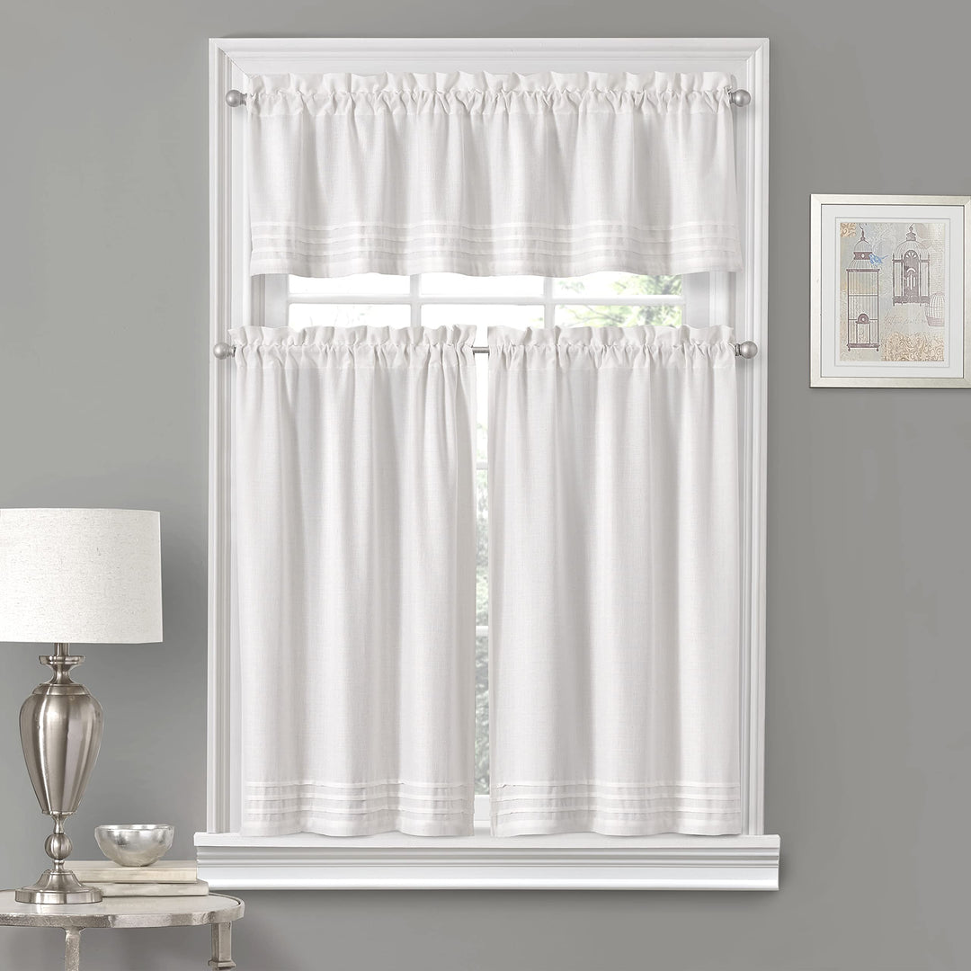 Vue Kingsbury Small Panel Tiers Privacy Window Treatment Pair Bathroom Living White - 52x24