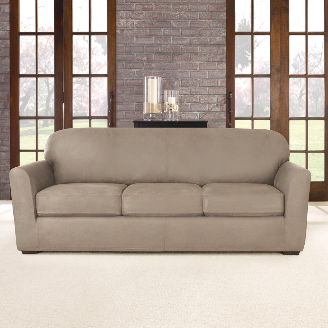 SureFit Ultimate Stretch Leather 4 PC Sofa Slipcover in Rustic Birch