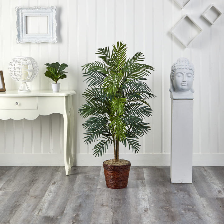 Nearly Natural 5263-0308 56in. Areca Palm Silk Tree with Basket Green 30" x