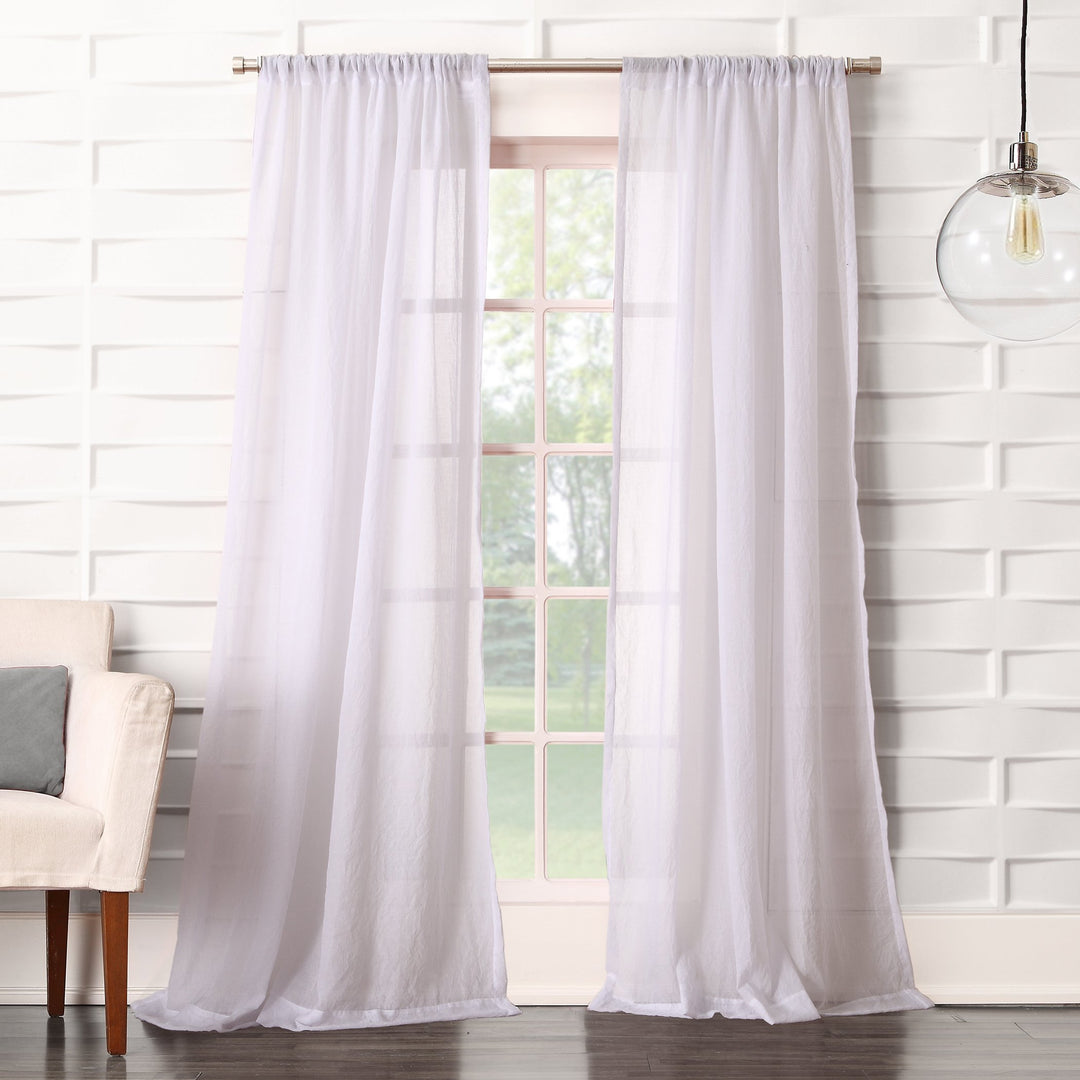 No. 918 Tayla Crushed Texture Semi-Sheer Rod Pocket Curtain Panel 50" x 84" 50x84 - White