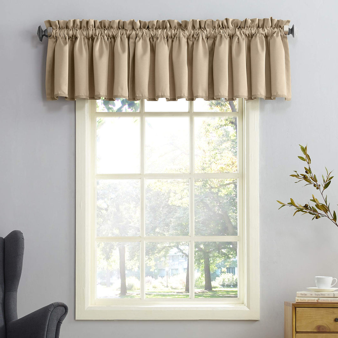 Sun Zero Barrow Energy Efficient Rod Pocket Curtain Single Valance Taupe