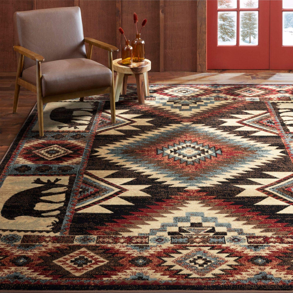 Home Dynamix Buffalo Southwest Rustic Area Rug Brown/Red 5'2"x7'2" Rectangular