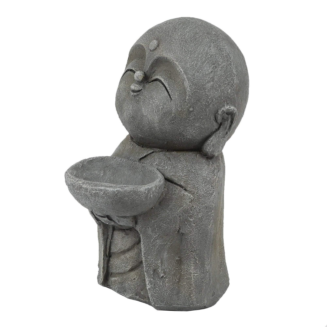 Gray Mgo Little Buddha Monk and Bowl Garden Statue Grey Oriental Magnesium Oxide