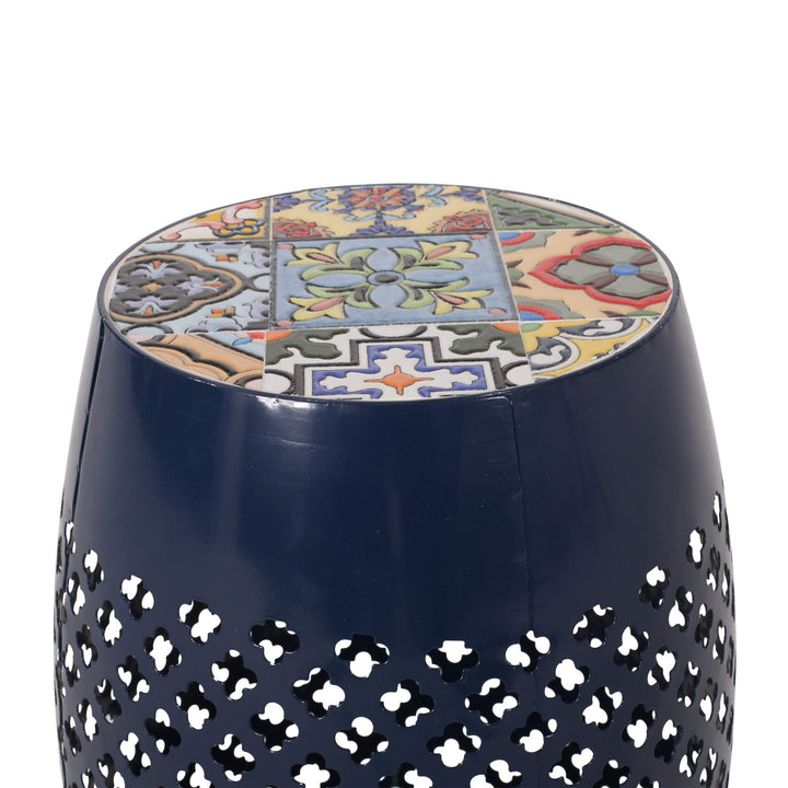 Christopher Knight Home Henry Indoor Lace Cut Side Table with Tile Top Dark Blue