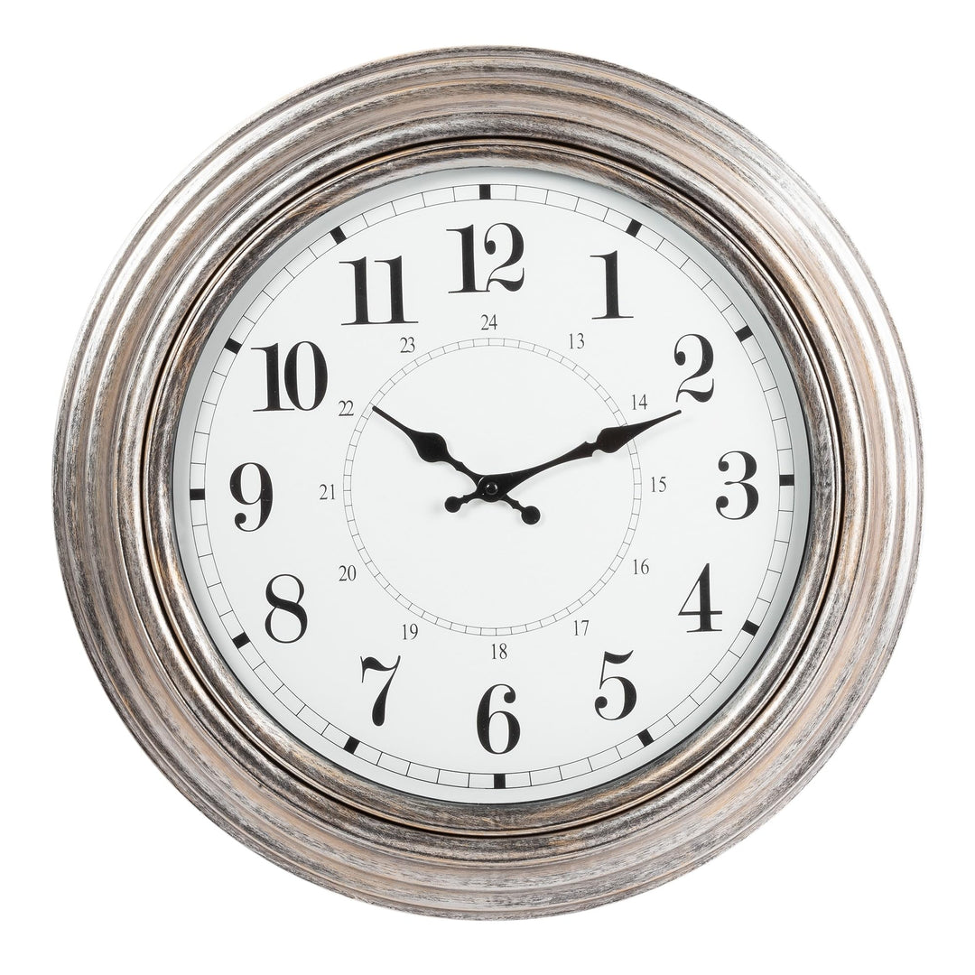 Round Wall Clock 20 Inches Silver Plastic