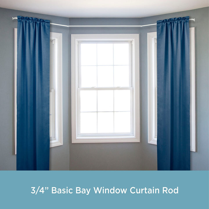 Basic Bay Window Curtain Rod 18-42" 36-63" White Steel