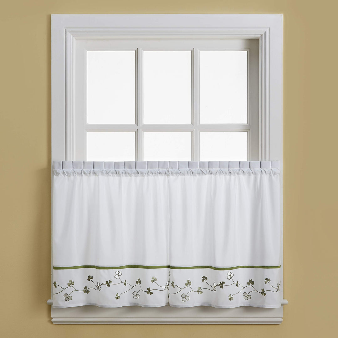 Clover Green/ White 5-piece Curtain Tier and Swag Set