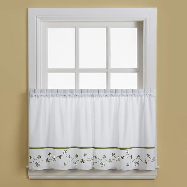 Clover Green/ White 5-piece Curtain Tier and Swag Set