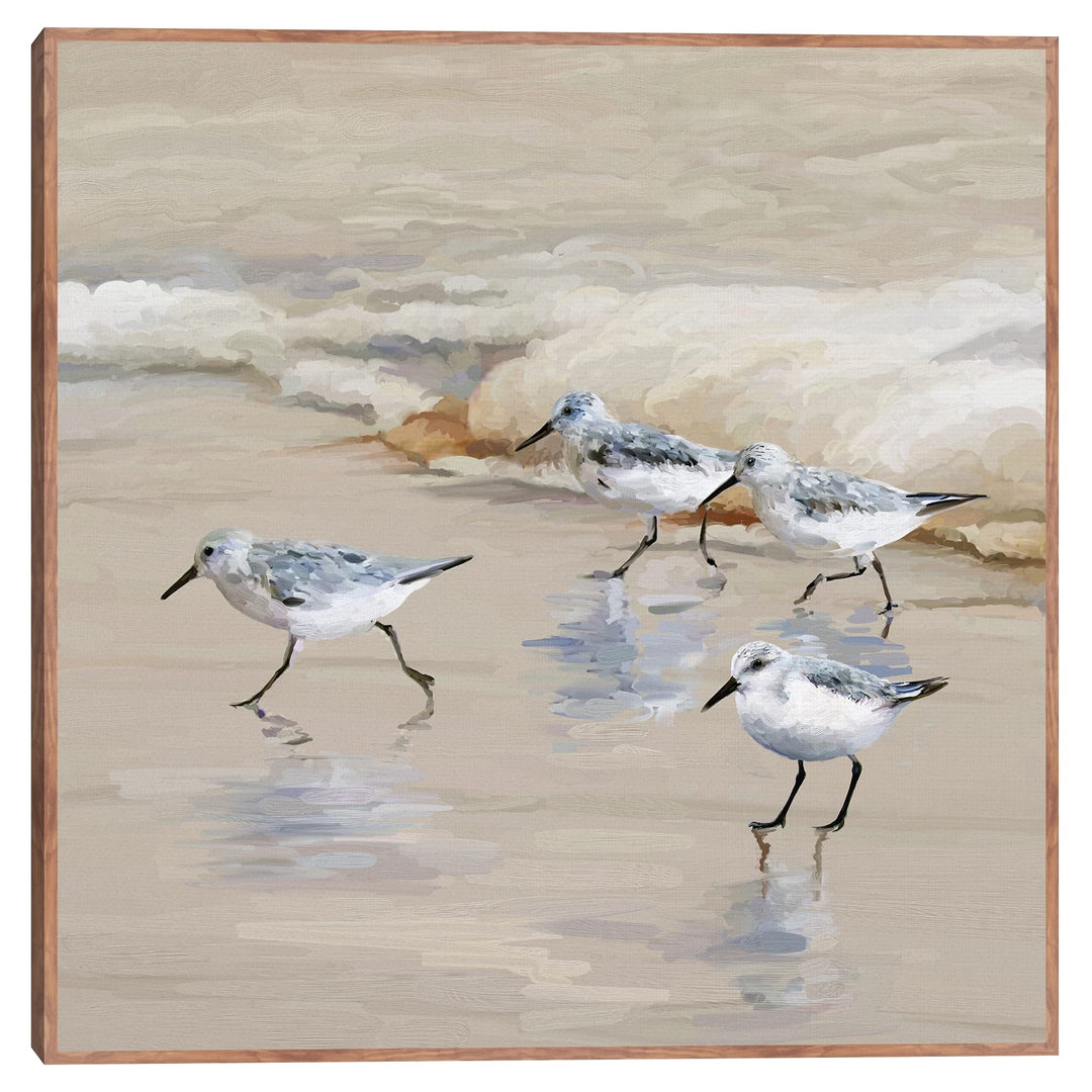 Sandpiper Beach I Amber Studio Arts Framed Canvas Art Print Multi Color