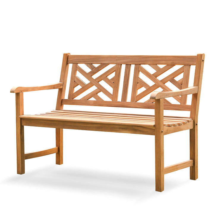 Cambridge Casual Maine Outdoor Garden Bench for Patio Furniture 4-Foot Natural Natural Teak Wood