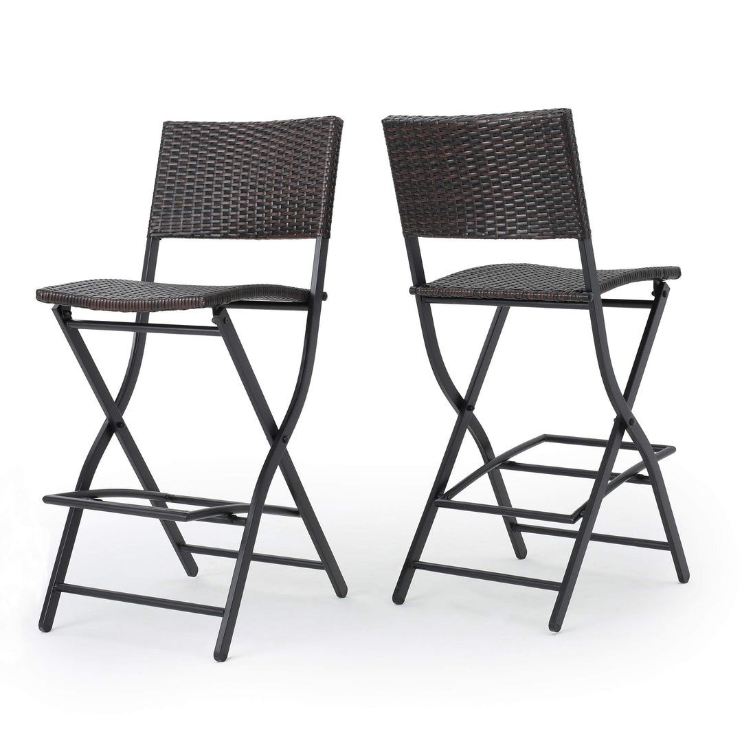 Christopher Knight Home Margarita Outdoor Wicker Barstools 2-Pcs Set Multibrown