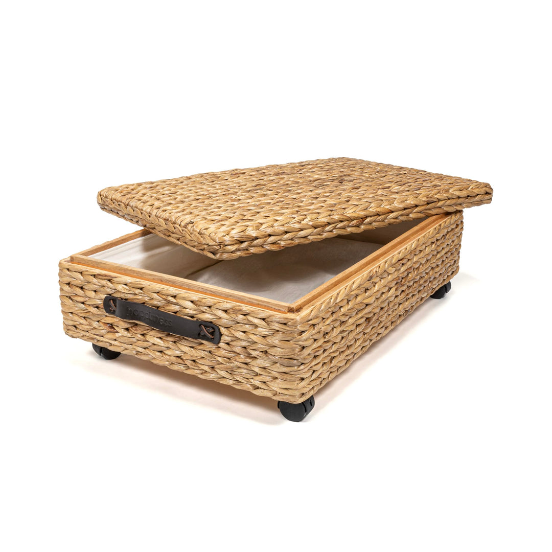 happimess BSK1006A Chett Minimalist Hand-Woven Hyacinth/Wood Underbed Storage Natural