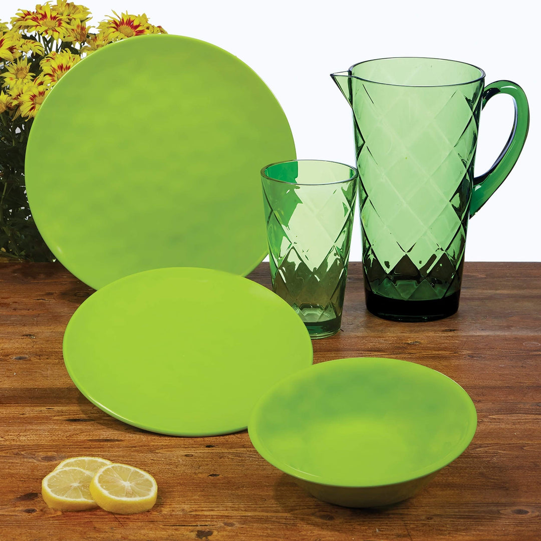 Solid Green 11-inch Dinner Plates Set Of 6 Casual Round Melamine Piece