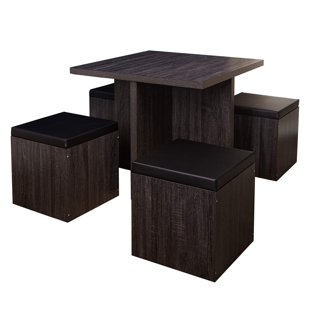 Target Marketing Systems Baxter Modern Dining Room Table and Storage Stool Set 5 Black/Grey