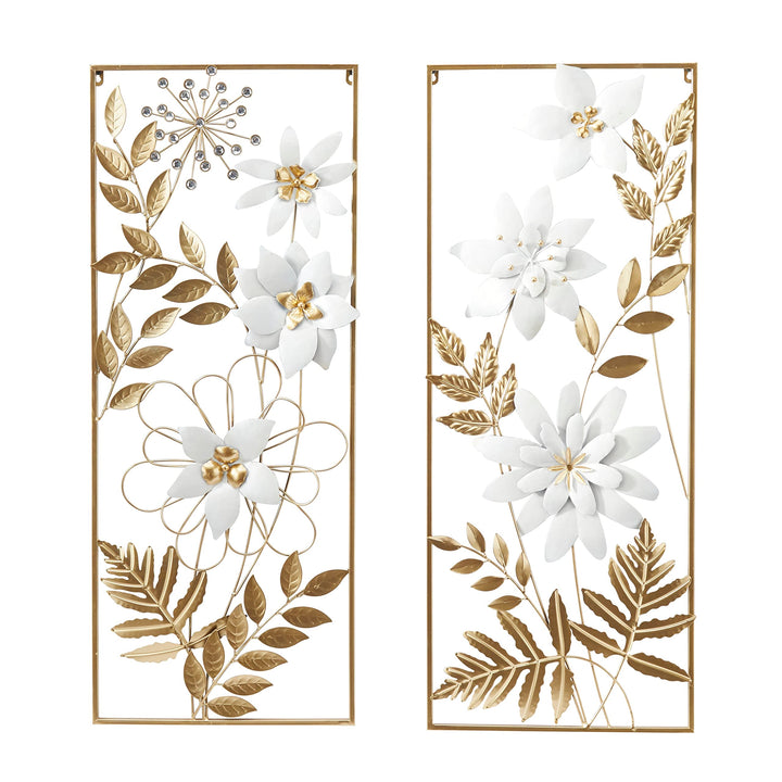 Gold Metal Coastal Floral Wall (Set Of 2) Nautical