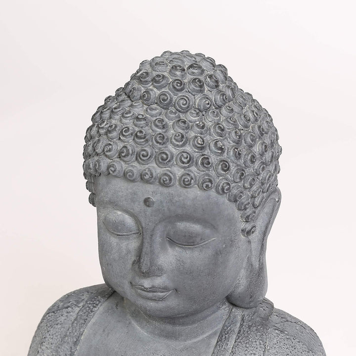 Meditating Buddha Garden Statue with Solar Light Grey Oriental Polyresin Bulbs