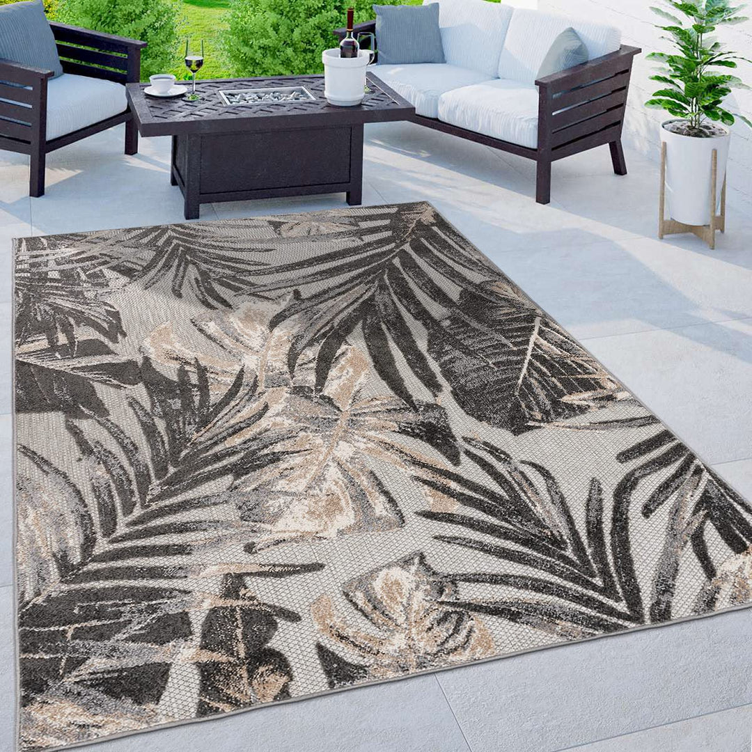 Rugshop Tropical Floral Leaves Indoor/Outdoor Area Rug 5' x 7' Gray 5' x 7' - Gray