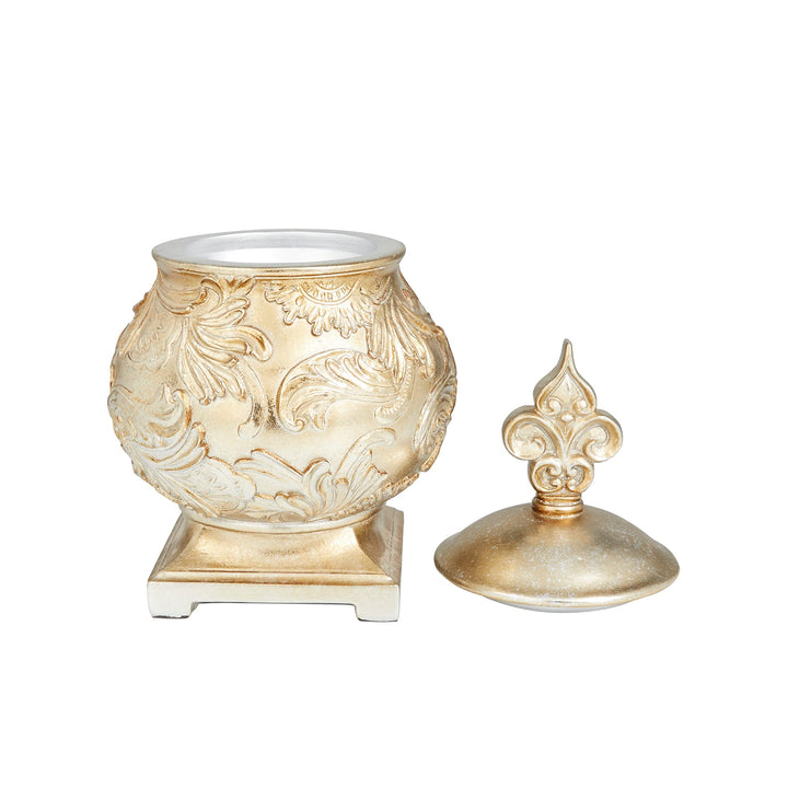 Gold Polystone Traditional Decorative Jar 13 X 8 Stoneware