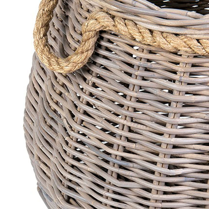 17" Natural Handwoven Rattan Basket Brown Handmade - Diamond Home USA