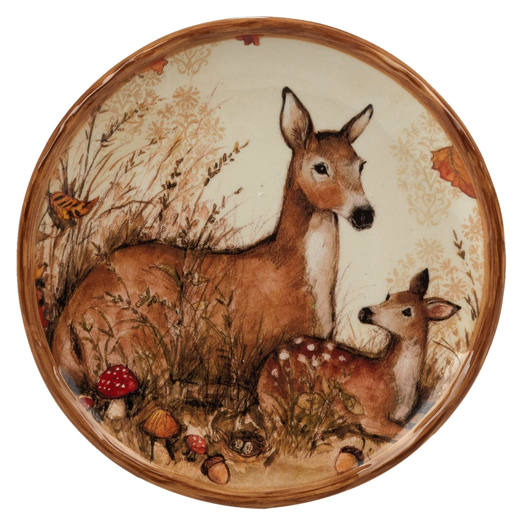 Pine Forest 6-inch Canape/luncheon Plates Set Of 4 Beige Brown Multi Color