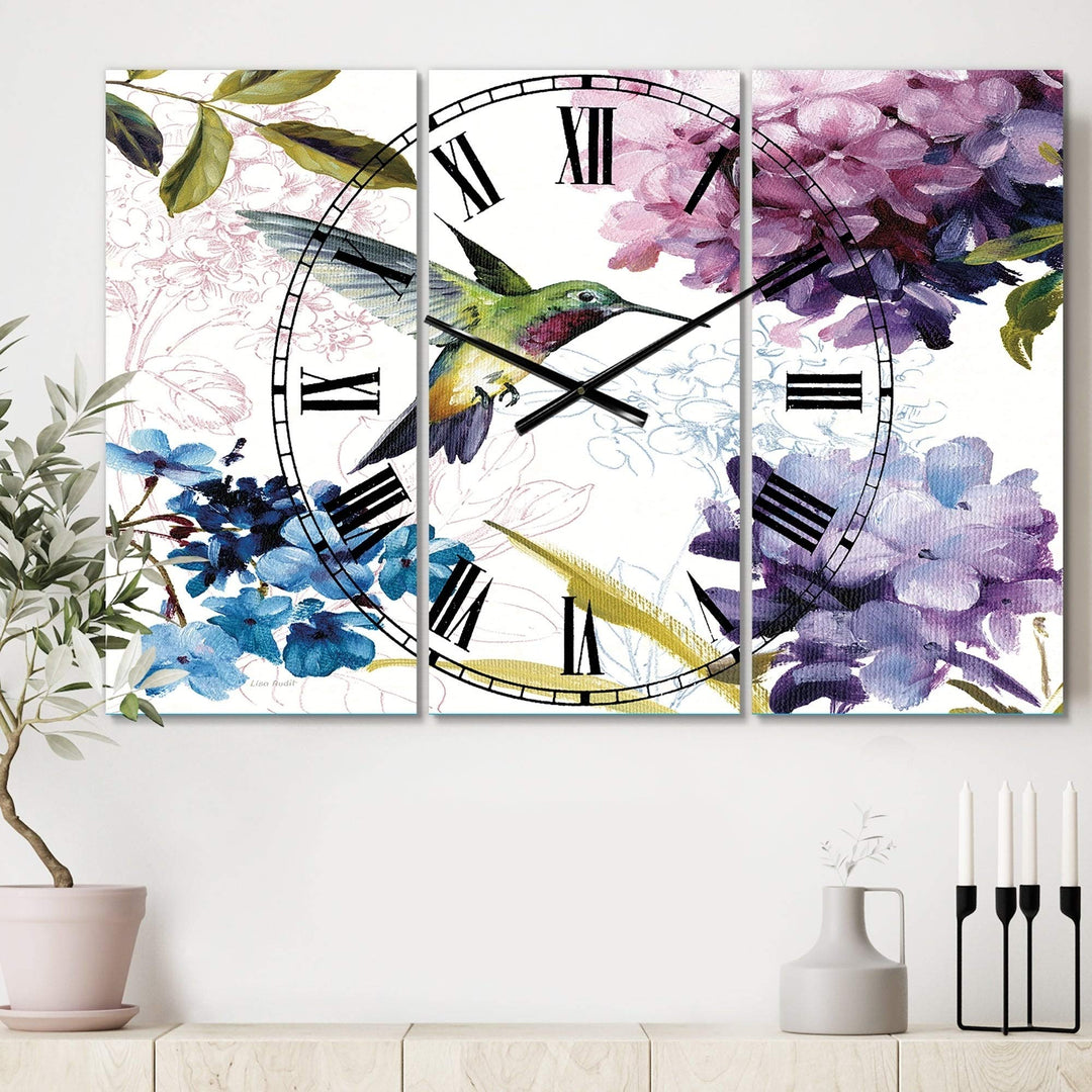 Spring Nectar Square Ii' Cottage 3 Panels Oversized Wall Clock - 36 in. Wide X