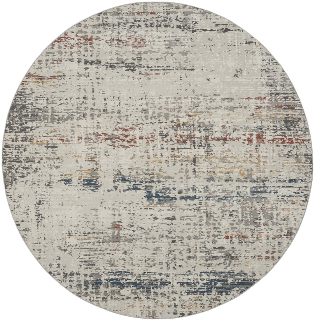 Nourison Rustic Textures Rustic Light Grey Multi 7'10" x round Area -Rug Easy 7'10" Round - Light Grey Multi