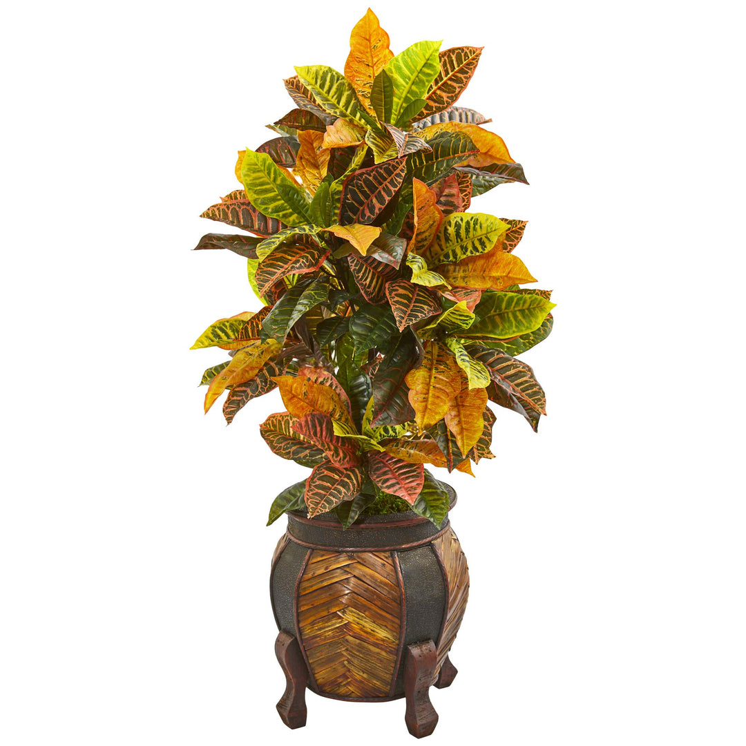 Nearly Natural 44in. Croton Artificial Plant in Decorative Planter (Real Touch)