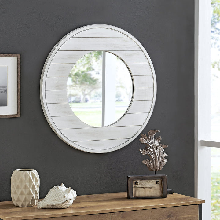 FirsTime & Co. Ellison Shiplap Accent Wall Mirror 27" Aged White