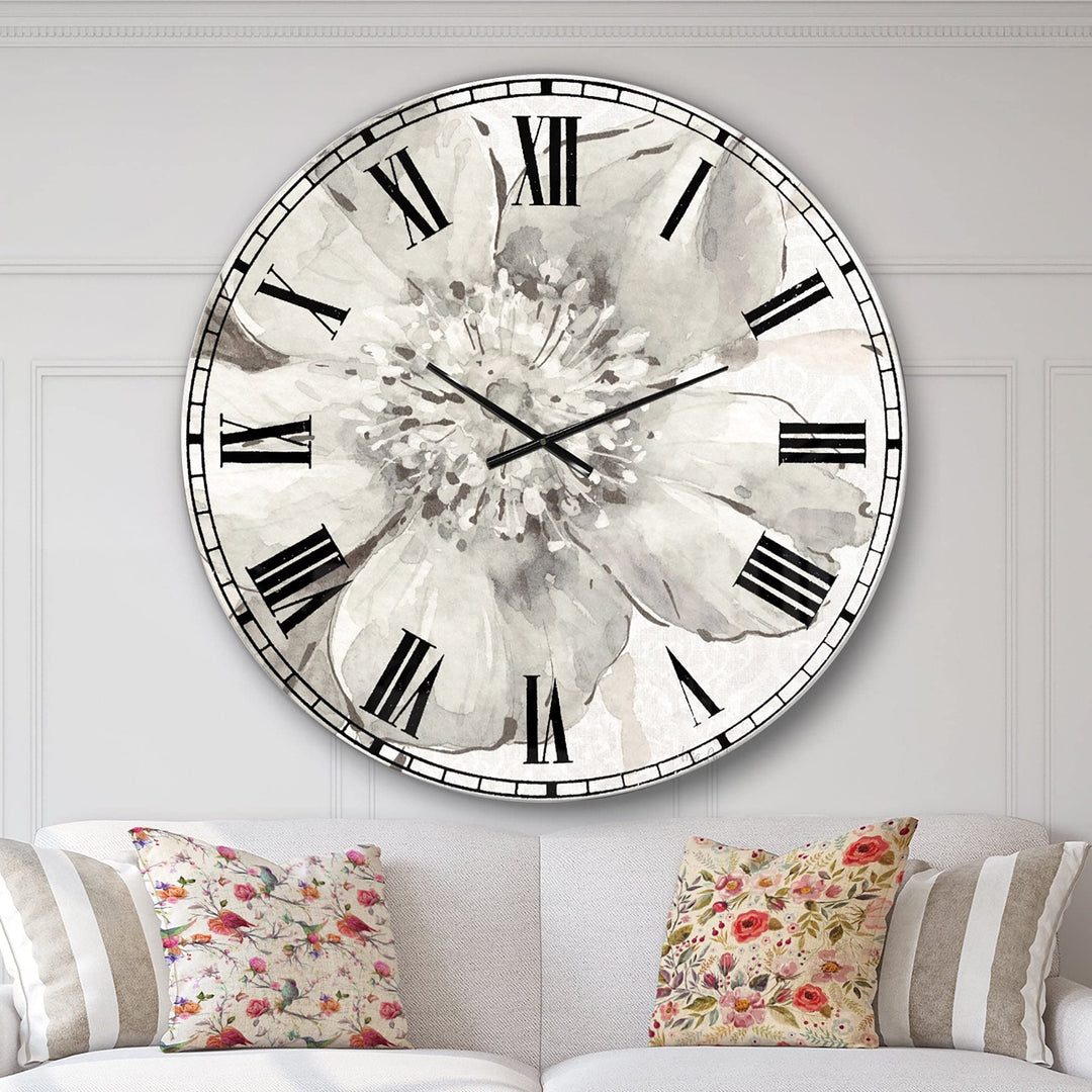 Desgn Art Desgnart 'Indgold Grey Peones III' Farmhouse Large Wall Clock 23