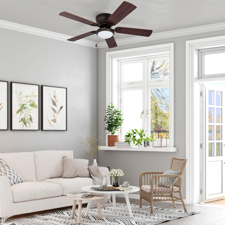 Prominence Home Benton 52 Inch Traditional Flush Mount Indoor LED Ceiling Fan Bronze