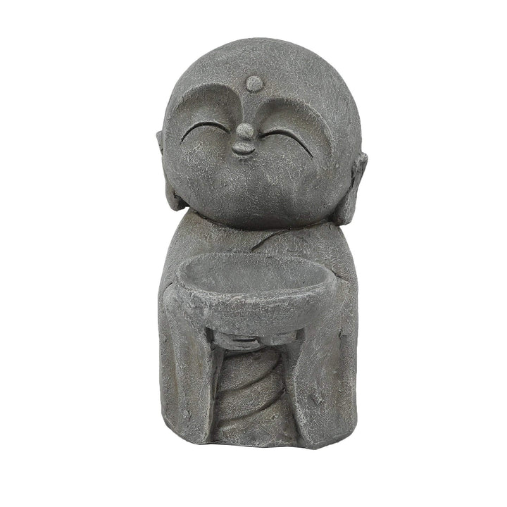 Gray Mgo Little Buddha Monk and Bowl Garden Statue Grey Oriental Magnesium Oxide