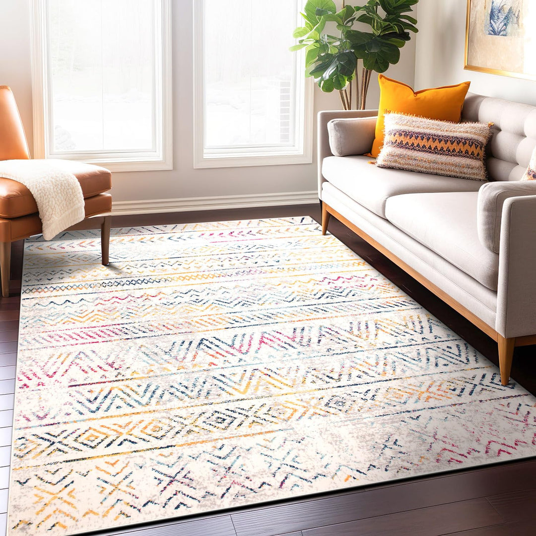 Rugshop Geometric Boho Rug Perfect for high traffic areas of your Living Room 5' x 7' - Multi