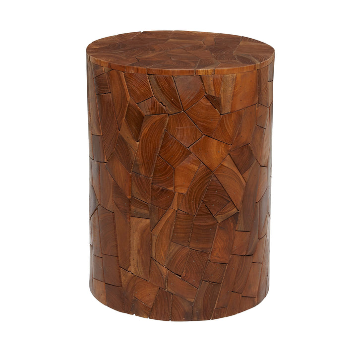 Brown Teak Wood Contemporary Accent Table 17 X 12 17round Modern Round