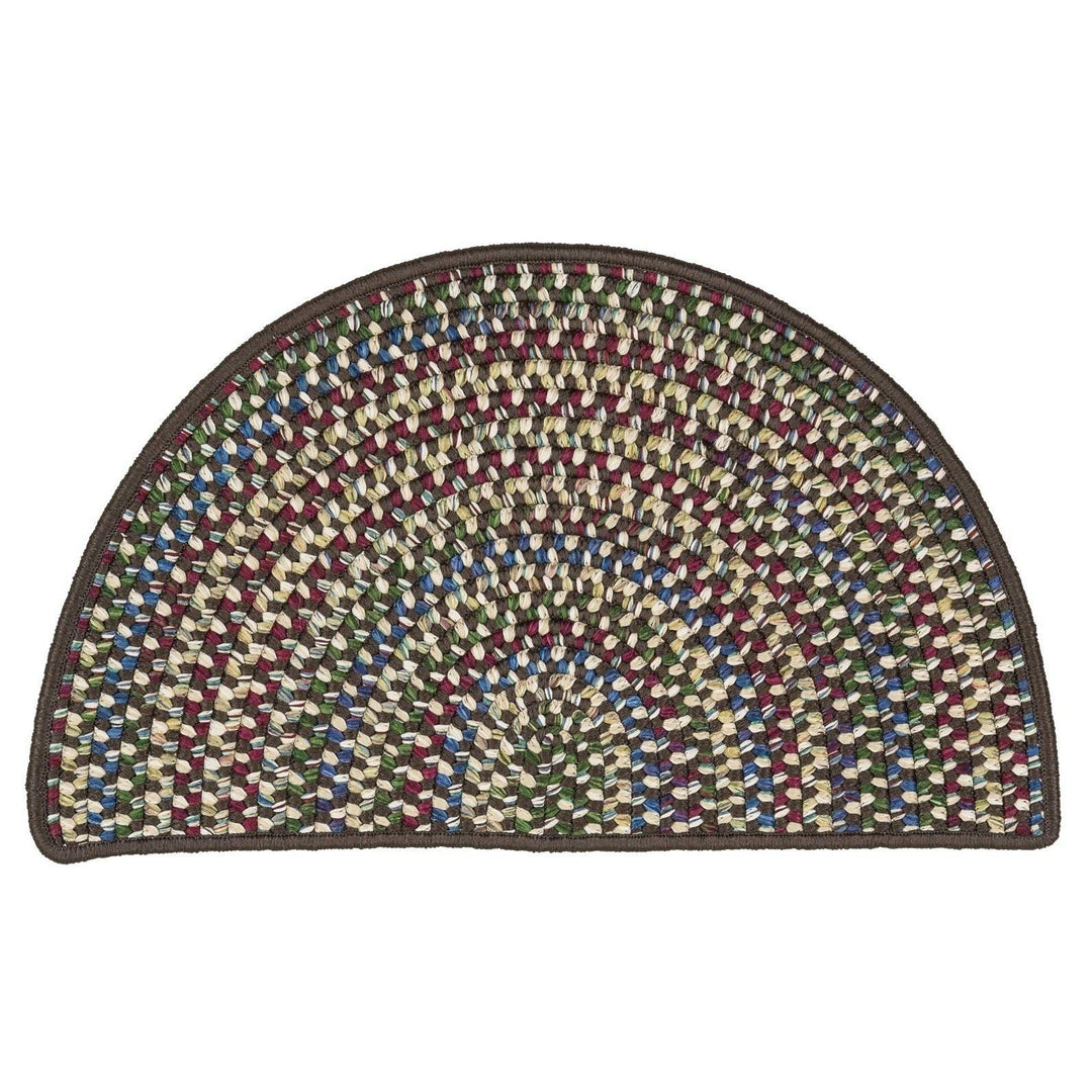 Farmhouse Hearth Rug Half Moon Semi Circle Brown Braided Multi Colors Semicircle 2'7" x 3'10" Slice - Brown