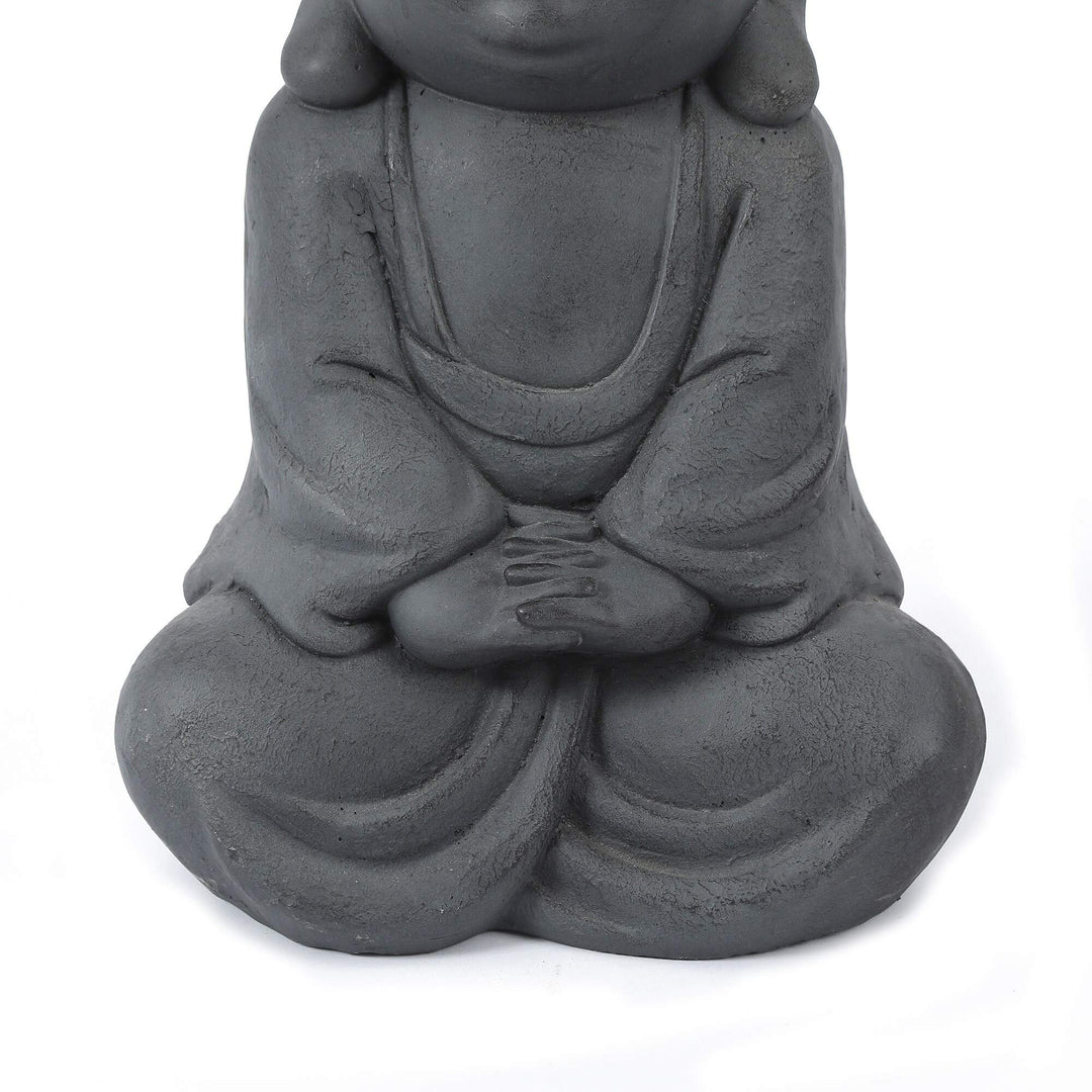 Meditating Buddha Garden Statue Grey Oriental Magnesium Oxide Handmade