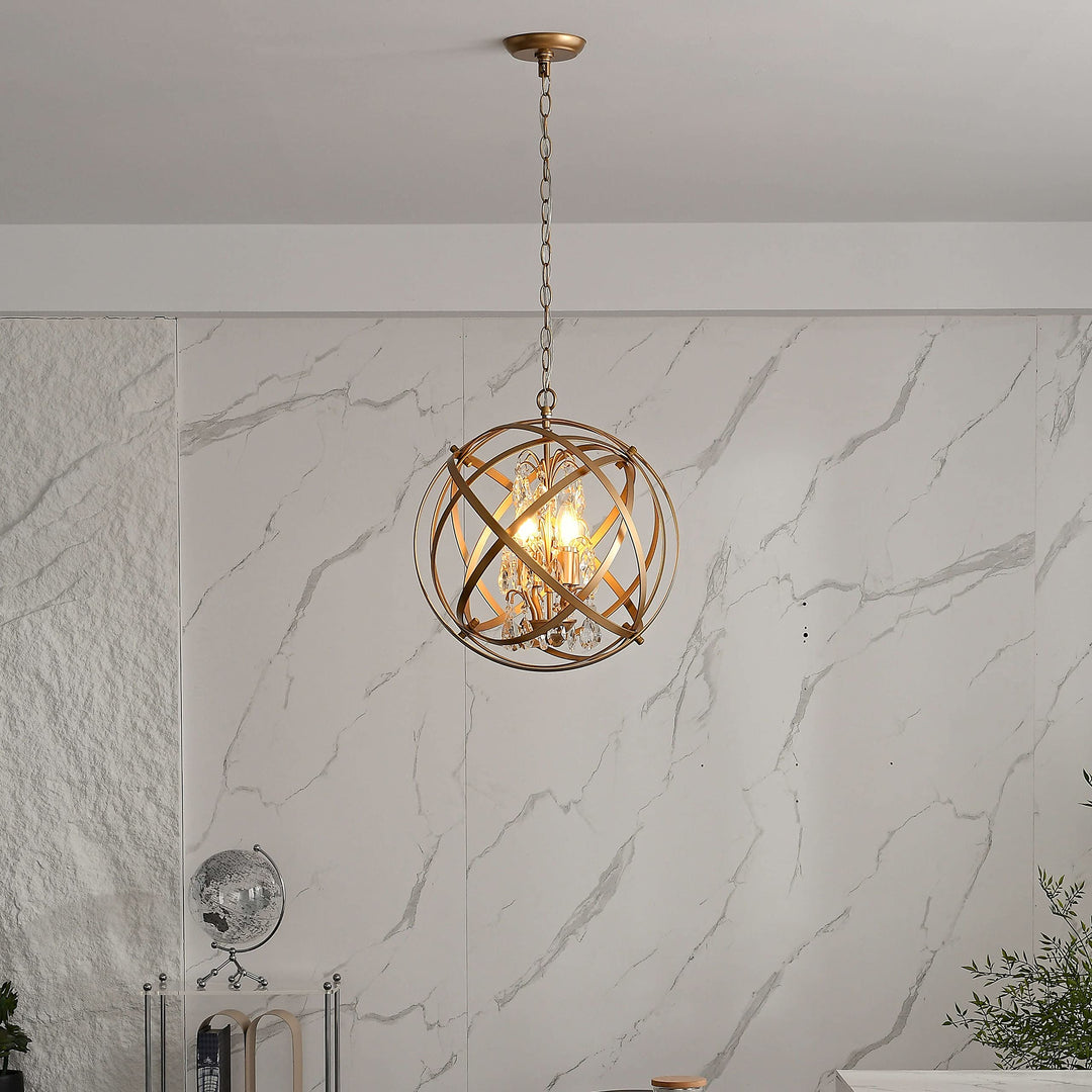 The Lighting Store Benita 4-Light Metal Globe Crystal Chandelier