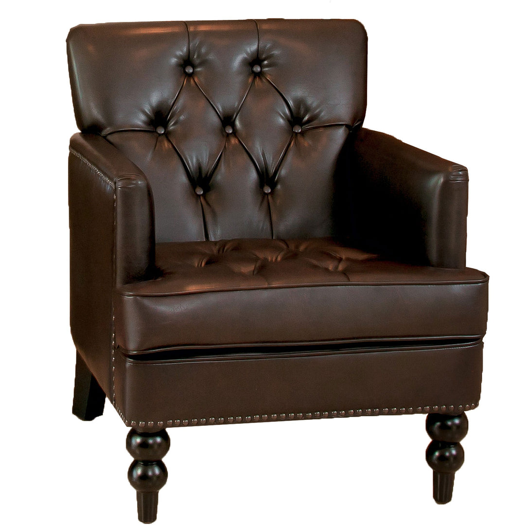 Christopher Knight Home Malone Leather Club Chair Brown 28D x 29.5W x 33.5H Inch