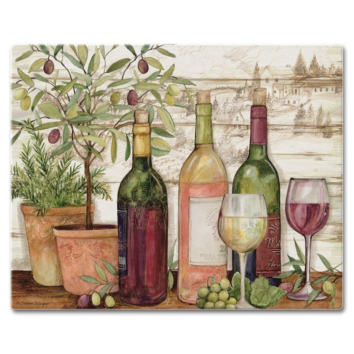 Glass Cutting Board Counter Saver 12"x15" California Wine Multi Color