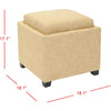 Storage Gold Viscose Tray Ottoman Transitional Solid Square Fabric Upholstered