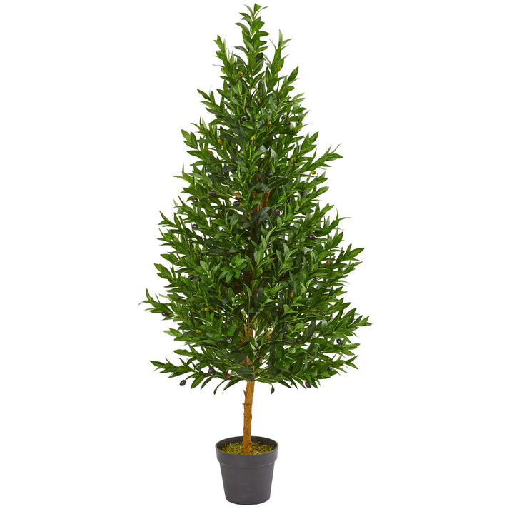 Nearly Natural 4.5ft. Olive Cone Topiary Artificial Tree UV Resistant