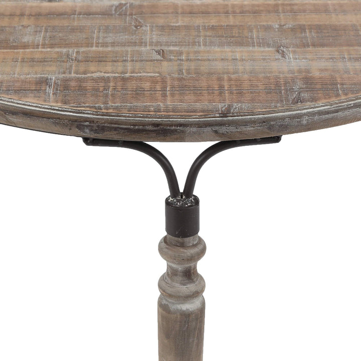 Robin Road Wood Rustic Half Moon Table Black Brown Farmhouse Semi-Circle Iron