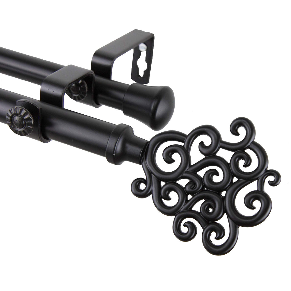 InStyleDesign Cloud Adjustable Black Double Curtain Rod