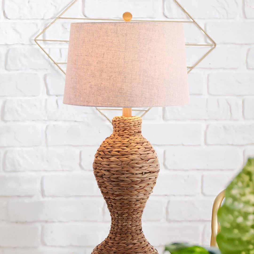 January 31" Seagrass Weave Led Table Lamp Natural Brown Bohemian Eclectic