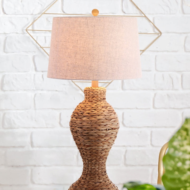 January 31" Seagrass Weave Led Table Lamp Natural Brown Bohemian Eclectic