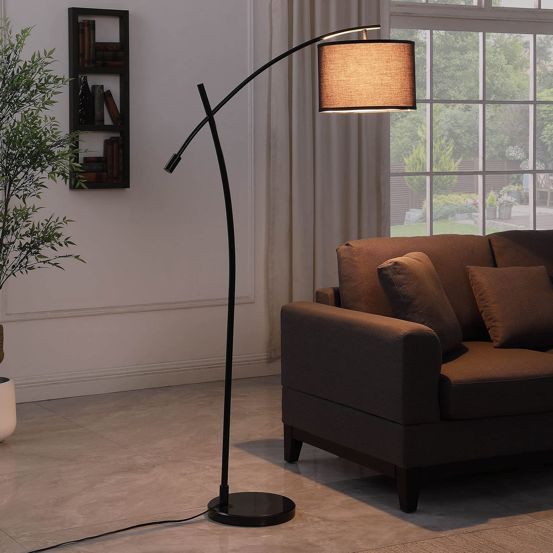 ORE HBL2779 Oscar Pendulum Style White Metal Floor Lamp On White Marble Base 65" Black