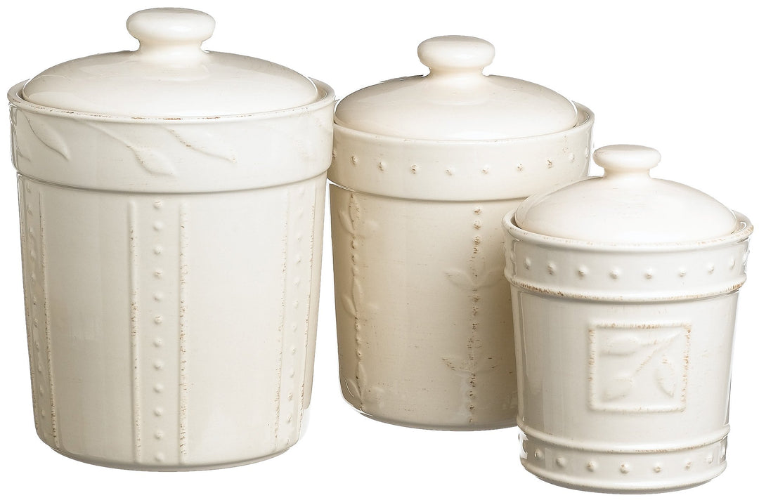 Signature Housewares Sorrento Collection Canisters Ivory Antiqued Finish Set