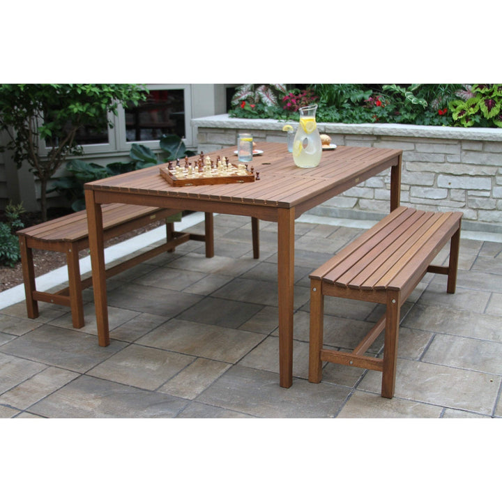 Eucalyptus 3-Person Backless Bench Brown Stained